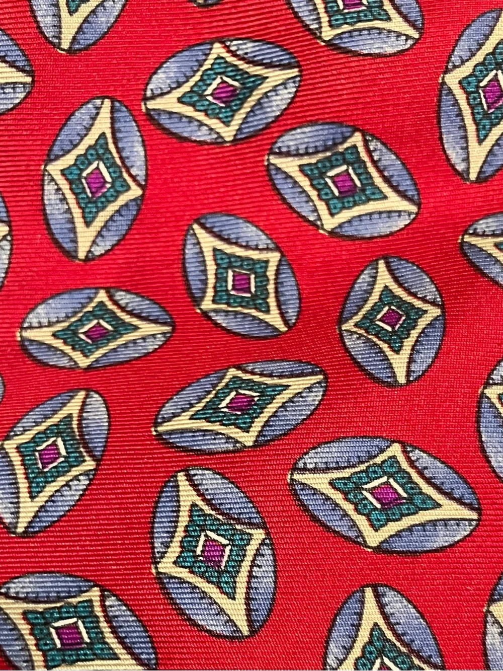 Red Geometric Medallion Men's Tie